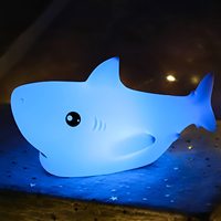 Lampe de nuit LED pour enfants Lampe requin 7 couleurs USB rechargeable Lampe de chambre à coucher en silicone pour enfants Cadeau pour bébé fille