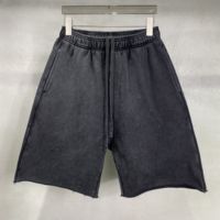 Celana Pendek Pria Retro High Street Trendy Brand, Pinggang Sedang, Gaya 3D, 100% Katun Polos dengan Layanan OEM, Pewarna Lilin, Efek Cuci
