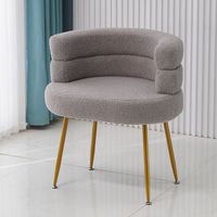 Fauteuil de maquillage moderne individuel en fausse fourrure de mouton crème, capitonné blanc, avec pieds en bois, pour chambre à coucher et salon