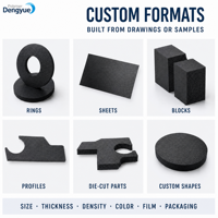 Film simple face enduit PU, éponge imperméable, isolation thermique, résistant au feu, formes personnalisées, découpe OEM/ODM, usine certifiée BSCI ISO