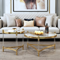 Table basse en verre trempé ultra-transparent en acier inoxydable de luxe doré, design moderne, durable, facile à nettoyer