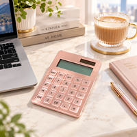 Calculatrice en acrylique rose doré, calculatrice de bureau avec grand écran LCD, pour la maison, l'école et le bureau