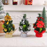 LINGKAI Ornement Or Argent Rouge Petit Sapin de Noël Artificiel Pré-Décoré Mini Sapin de Noël Artificiel de Table