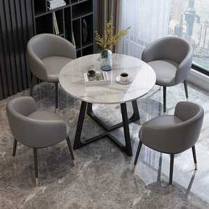 Juego de <span class=keywords><strong>Comedor</strong></span> de Estilo Moderno, Una Mesa de Metal con Panel Tapizado de Madera y <span class=keywords><strong>Cuatro</strong></span> <span class=keywords><strong>Sillas</strong></span> para Uso en el Hogar u Hotel - Product Image 3