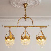 Lámpara Colgante de Cristal de Lujo Europea para Villa o Restaurante, Araña de Cristal Clásica Retro, Lámpara de Techo de Cobre para Dormitorio