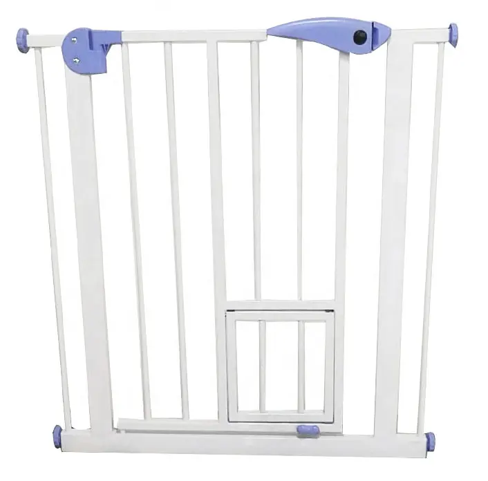 EN1930 metal fence stair gate baby barrier with cat and dog walk through door