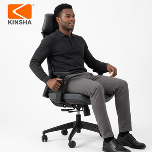 Chaise de bureau ergonomique KINSHA à dossier en maille, réglable électriquement, accoudoirs 3D ajustables, pivotante, design moderne, base en métal pour bureau à domicile - Product Image 1