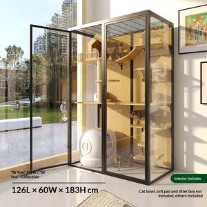 Большая вилла для кошек Ruimuxiang: домашний комплекс для кошек с лазалкой, лежанкой, металлическим каркасом и лотком для туалета - Product Image 6