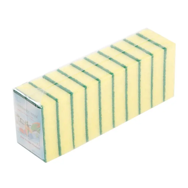 Earth Brand Cheap Price 10 Pieces/bag Polyester and PU foam multi purpose household kitchen cleaning sponge pad
