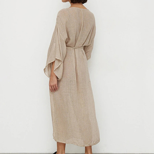 Nuovi produttori donna primavera scollo a V abiti avvolgenti per la casa abbigliamento da casa abito da notte in cotone 2024 per abbigliamento doganale - Product Image 3