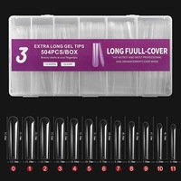 OEM ODM Capsules d'extension d'ongles transparentes extra longues, 5 styles, 12 tailles, formes multiples, pour distributeurs de produits d'onglerie