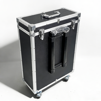 Valise à roulettes en aluminium noir personnalisée avec poignée télescopique, roulettes pivotantes, verrous à clé et poche en filet, chariot de transport à roulettes