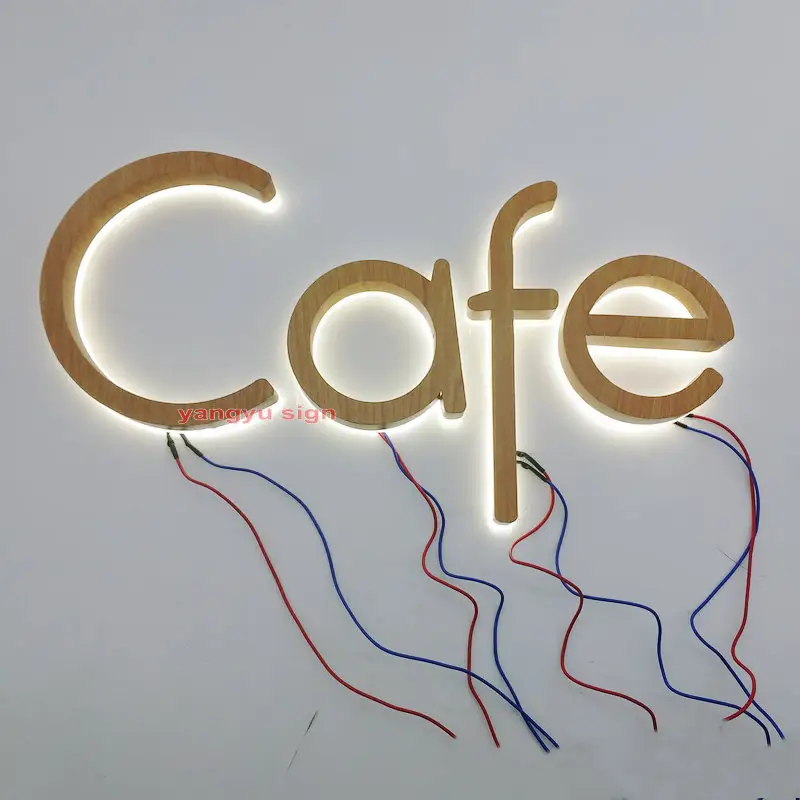 Custom 3D LED wood electronic Signs stainless steel signage backlit office wall sign letters