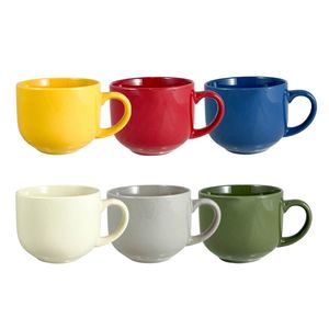 Set di 6 grandi tazze di lusso 450ml per la colazione calda tazze da tè e caffè 6 colori materiale PC rifornito per alberghi - Product Image 1