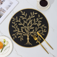 Napperons créatifs à motif pivoine, style nordique, pour table à manger, sous-verres décoratifs dorés, tapis imperméables en PVC pour la maison