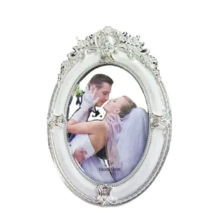 Plastic Frame 5*7 6*8 8*10in Oval Silver Color Picture Frame With European Style Great Carved Vertical Photo Frame