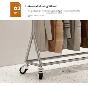 Bạc thép không gỉ sàn-đứng Rack hiển thị cho trẻ em của phụ nữ quần áo thiết kế đơn giản treo đường sắt cho cửa hàng hiển thị - Product Image 5
