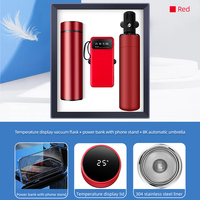 Nouvel Arrivage Promotionnel : Coffret Cadeau Parapluie et Batterie Externe 10000mAh en Forme de Gourde, Ouverture et Fermeture Automatiques, en Acier Inoxydable, Personnalisable