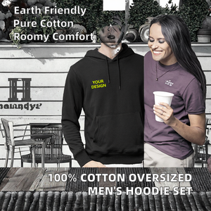 Sudadera con Capucha Unisex Extra Grande de Algodón 100% Sólido para Hombre, Conjunto Ecológico de Invierno, Formal, Casual, Preppy, Venta al por Mayor - Product Image 2