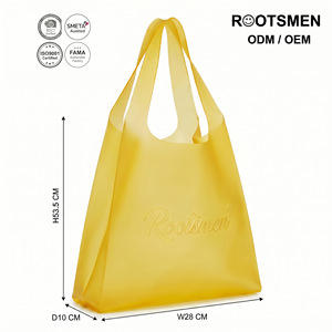 BSCI Rootsmen Yellow Eco-Friendly TPU <b>Material</b> Beach Tote <b>Bag</b> Custom Logo Shoulder Handle Open Top Customizable for MOQ 500 Pcs - Product Image 1