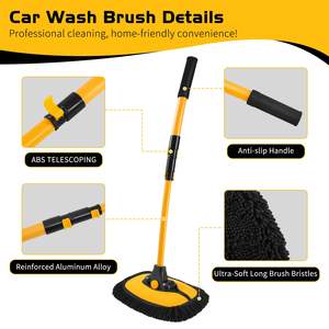 Adjustable Long Handle Chenille Velvet Multi-Angle Rotating Soft Plastic Cleaning Car Wash <b>Brush</b> for Car Detail <b>Wheel</b> Cleaning - Product Image 6