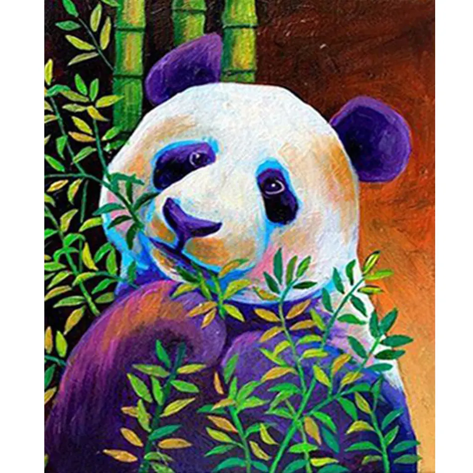 Diy Painting By Numbers Colorful Panda Kits Animals Picture Acrylic Paint With Numbers On Canvas For Home Art Decors 40x50cm