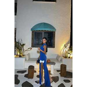 Robe de soirée Saks Winter XL en satin et polyester, coupe trapèze, avec détail nœud, design spécial, robe de bal pour soirée - Product Image 2