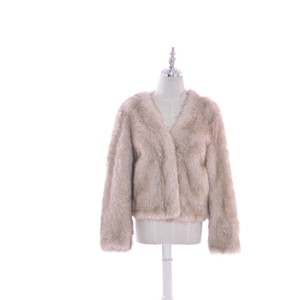 Cappotto Corto Invernale da Donna in Finta Pelliccia di <span class=keywords><strong>Visone</strong></span> <span class=keywords><strong>Beige</strong></span> Chiaro, Antivento e Soffice - Product Image 4