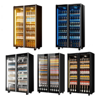 Réfrigérateur commercial à trois portes pour bar, vitrine à vin avec écran en verre