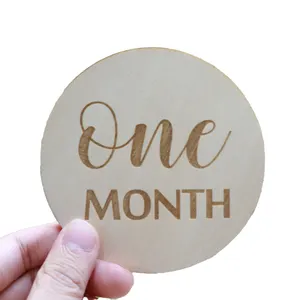 Custom Factory Laser Engrave Wooden Discs Baby Milestone Cards Wooden With Family Love