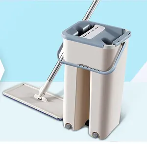 Flacher, schnell zu reinigender Mopp nass und trocken 360 rotierende Mikrofaser-Teleskop-Boden reinigung Squeeze Magic Mop Bucket Set