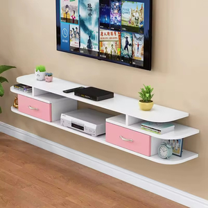 Meuble TV mural suspendu moderne en bois personnalisé pour salon, chambre et hôtel, compatible avec les téléviseurs de 65 pouces et plus - Prix de gros - Product Image 3