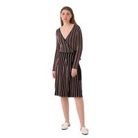 Personnalisé Mode Bureau Dame Décontracté Grande Taille Ceintures Rayé Col V Tricoté Robe Pull Jupe Femmes