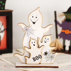 Venta caliente Decoraciones de Halloween <span class=keywords><strong>Brujas</strong></span> Fantasmas Adornos de madera pintados Disfraces de fiesta de Halloween Accesorios Adornos - Product Image 1