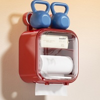 Boîte de rangement murale pour papier hygiénique avec ventouse Étagère supérieure sans poinçon Bacs de rangement pour l'organisation du papier toilette PP + PET