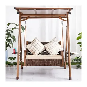 Classical Outdoor Wicker Furniture Garden Cast Aluminum Rattan Double Swing Hanging Chair
