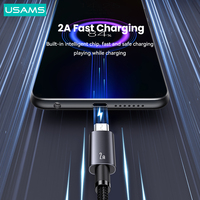 Kabel Data USB ke Type C 2A PD Fast Charging QC3.0 USAMS SJ668 Grosir, Bahan Aluminium Alloy untuk HUAWEI
