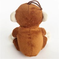 Llavero de peluche de mono marrón mini al por mayor, juguete de mono de peluche pequeño abrazando un corazón rojo, colgante para bolso