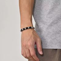 Bracelet en acier inoxydable Oeil de tigre pour homme pierre agate noire acier titane bracelet chaîne épaisse