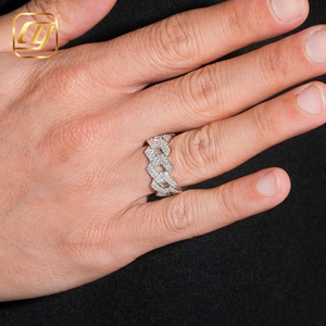 Anillo de Eslabones Cubanos de Plata con Baño de Rodio, con Diamantes Cultivados en Laboratorio Certificados IGI, Estilo Hip Hop, para Hombre, Joyería de Fiesta - Product Image 5