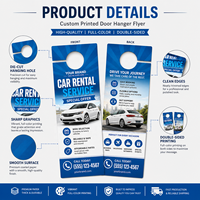 Flyers publicitaires personnalisés en papier couché, entièrement imprimés en couleur, recto-verso, découpés, pour accrocher sur les poignées de porte, pour la location de voitures et les services automobiles