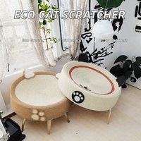 Griffoir pour chat de luxe à motif orange et fraise, écologique, en sisal et mousse, arbre à chat à 1 niveau en carton