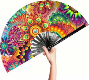 Abanico Plegable Grande de Bambú Personalizado para Regalo de Fiesta, Abanico de Mano Grande de Bambú con Impresión Personalizada - Product Image 4