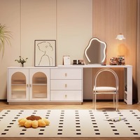 Coiffeuse moderne et bon marché avec impressions en bois Miroir LED Coiffeuse avec chaise pour chambre Vanités de maquillage