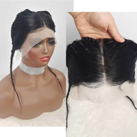 Perruques bandeau tressées 13x4 avec dentelle frontale, 100% cheveux humains vierges, lisses, naturelles, avec ligne de cheveux pré-épilée