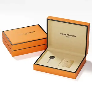 Pu leather room card key box real estate luxury gift packaging box housing transaction gift