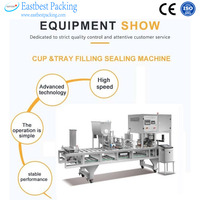 Machine de remplissage et de scellage automatique multi-têtes haute vitesse en ligne pour pots de sauce 1oz, 2oz, 5oz, idéale pour l'emballage de yaourts, miels et confitures en restauration