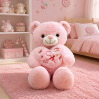 Oso de Peluche Rosa, Almohada Súper Suave, Regalo Romántico para el Día de San Valentín, Logotipo Personalizado, ODM, OEM, Regalo de Cumpleaños, Recuerdo