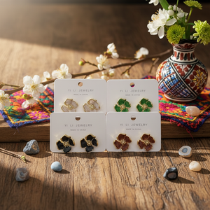 Orecchini con fiori di prugna messicana per le donne alla moda in argento bohémien gioielli di moda regalo all'ingrosso per le sue pietre principali di diamante di pera - Product Image 3