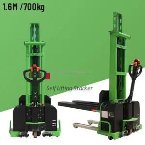 JG Wholesale Full Electric Pallet Stacker 1.3m 1.6m Portable Lift Electric Stacker Self Lifting Stacker